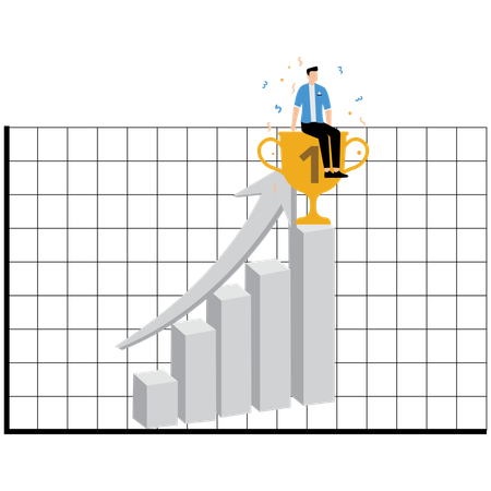 Businessman achieving business trophy  Illustration