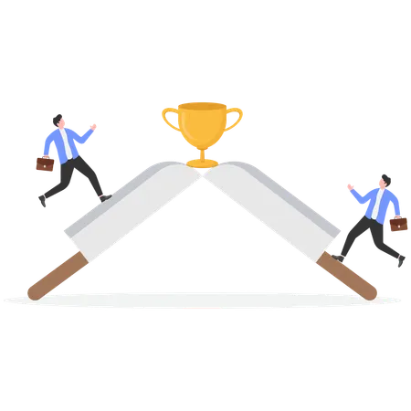 Businessman achieving business trophy  Illustration