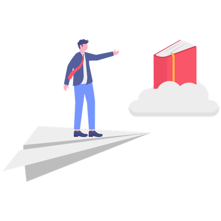 Businessman achieving educational heights  Illustration
