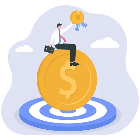 Businessman achieving financial target  Illustration