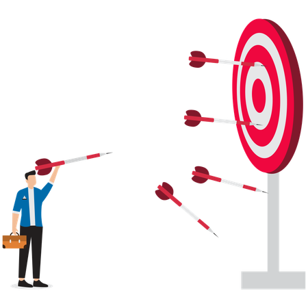 Businessman achieving goals targets  Illustration