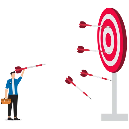 Businessman achieving goals targets  Illustration