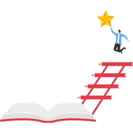 Businessman achieving knowledge success  Illustration