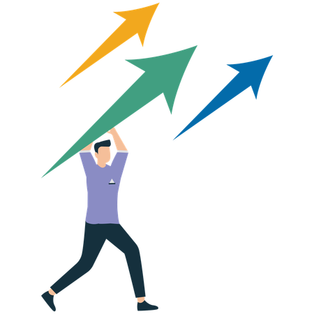 Businessman achieving Startup Success and Career Growth  Illustration