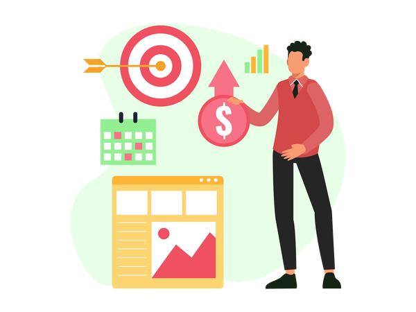 Businessman Achieving Success Through Strategy  Illustration