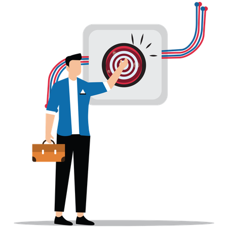 Businessman achieving Target goal achievement  Illustration