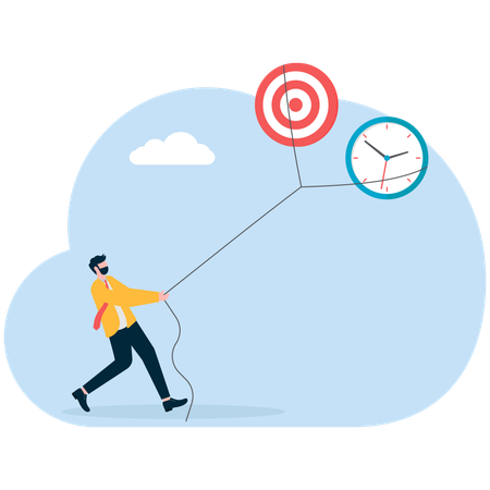 Businessman achieving target on time  Illustration