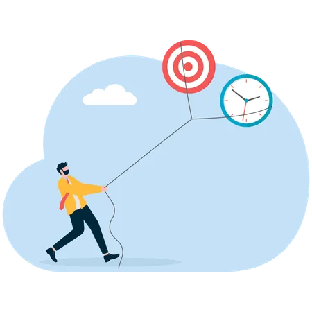 Businessman achieving target on time  Illustration