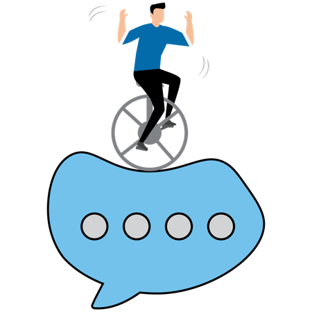Businessman acrobat on message speech bubble  Illustration