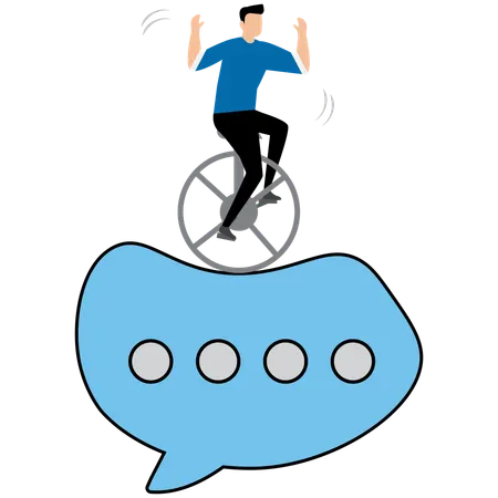 Businessman acrobat on message speech bubble  Illustration