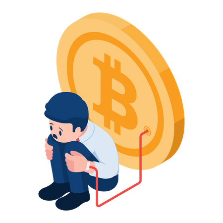 Businessman Addicted To Bitcoin  Illustration