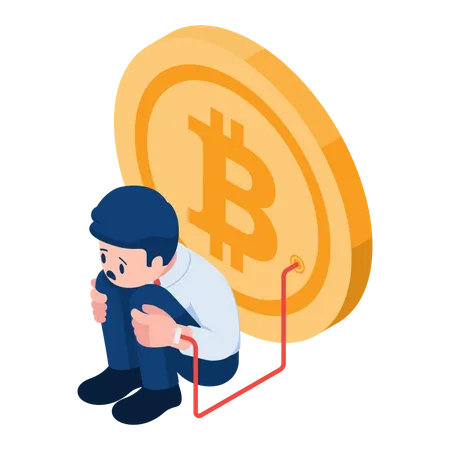 Businessman Addicted To Bitcoin  Illustration