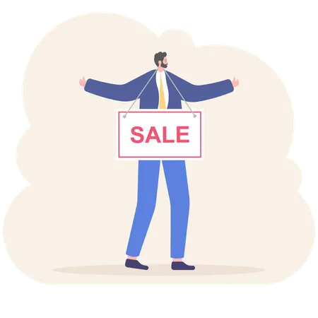 Businessman Manager Advertising Agent Promoter With Ad And Flyers Illustration Vector Flat Illustration