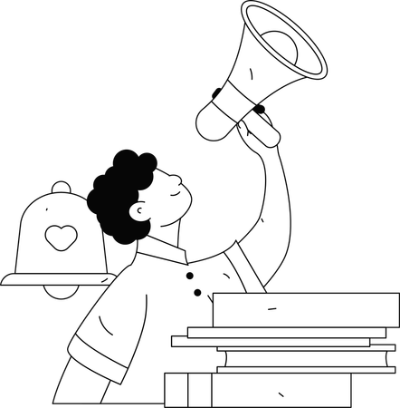 Businessman advertises on marketing platform  Illustration