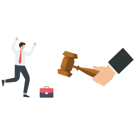 Businessman against law and justice  Illustration