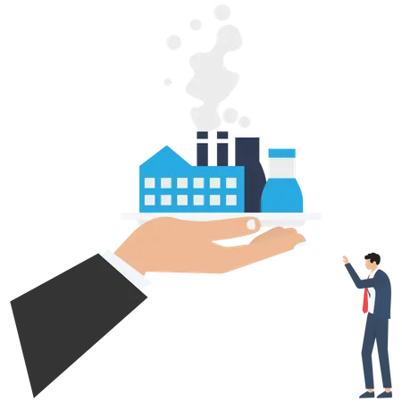 Businessman against stop pollution factory  Illustration