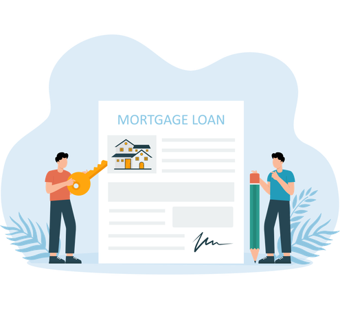 Businessman agrees to home Mortgage Loan  Illustration