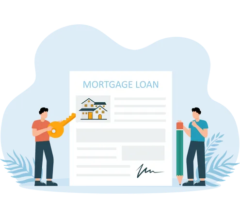 Businessman agrees to home Mortgage Loan  Illustration