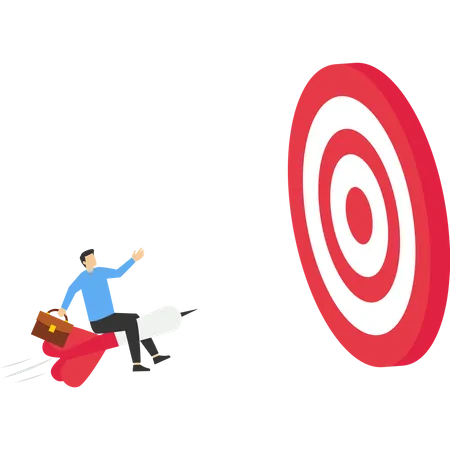 Concept Aim For Big Goal Businessman Throw Big Dart Aim To Hit Bullseye Dart Board Challenge To Reach Target Success Or Accuracy Ambition To Reach Target Business Concept 일러스트레이션
