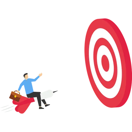 Businessman aim to hit bullseye  Illustration