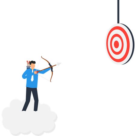 Businessman Aiming Arrow at Target Success  Illustration