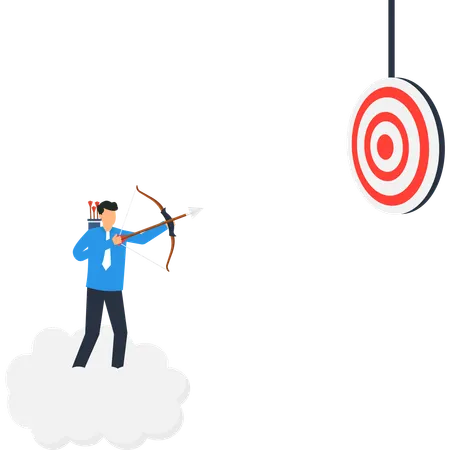 Businessman Aiming Arrow at Target Success  Illustration