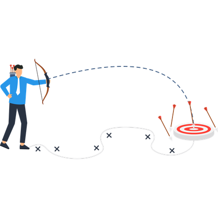 Businessman Aiming at a Target with Arrows Success  Illustration