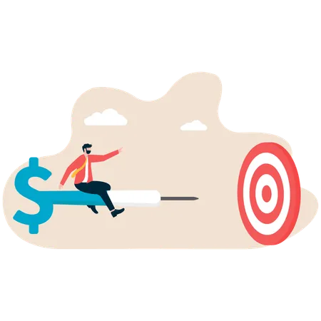 Businessman aiming at business target  Illustration