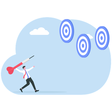 Businessman aiming big goal  Illustration