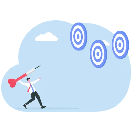 Businessman aiming big goal  Illustration
