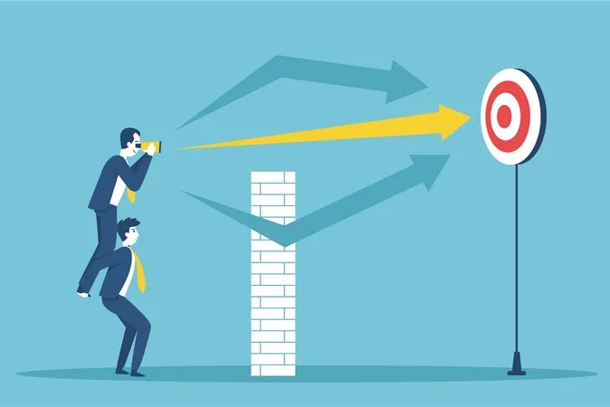 Businessmen Aiming For A Direction In The Middle Of The Target Means A Successful Business With Goals Illustration