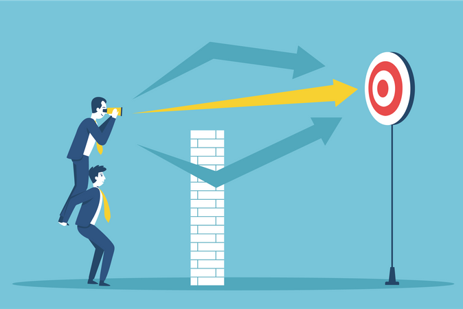 Businessman aiming for success target  Illustration