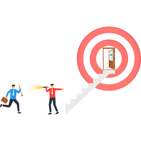 Businessman Aiming for Success with Doorway to Opportunity  Illustration