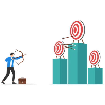 Businessman Aiming The Target With An Arrow Focus On Target Vector Illustration Illustration