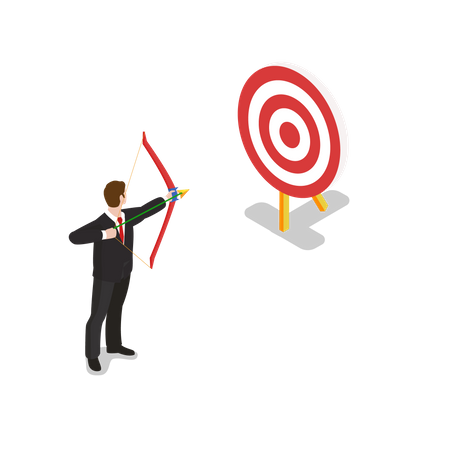 Businessman aiming towards goal  Illustration