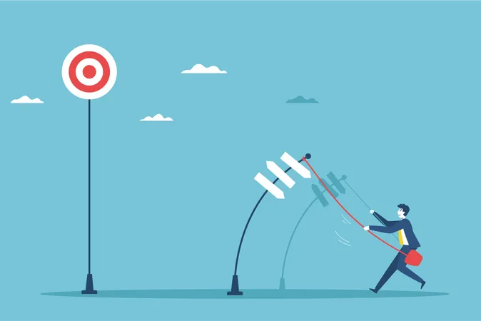 Businessman aiming towards goal  Illustration