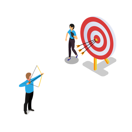 Businessman aiming towards target  Illustration