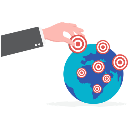 Businessman aims for global targets  Illustration