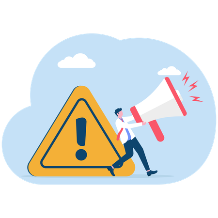 Businessman alerting employees against fraud  Illustration