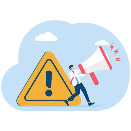 Businessman alerting employees against fraud  Illustration