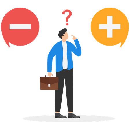 Businessman among negative and positive  Illustration