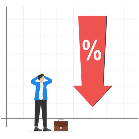 Businessman analyses global economic crisis  Illustration