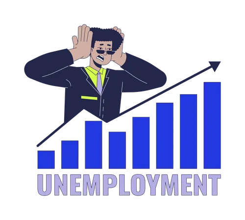 ビジネスマンが高失業率を分析  イラスト