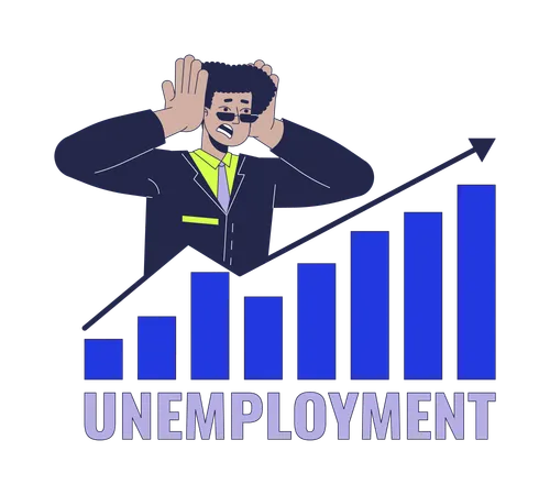 Businessman analyses high unemployment rate  Illustration