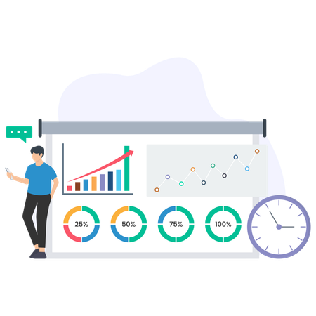 Businessman analysing budget graph  Illustration