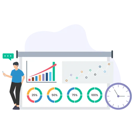 Businessman analysing budget graph  Illustration