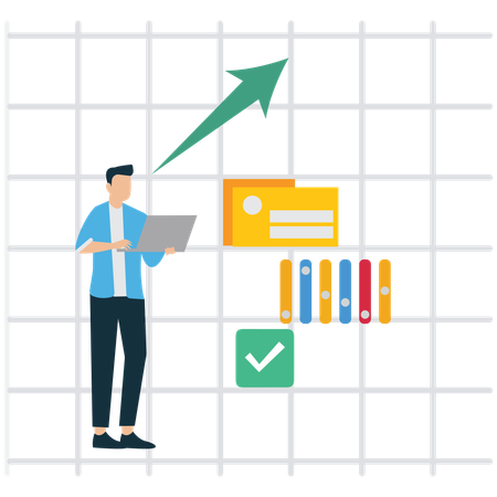 Businessman analysing Business Charts  Illustration