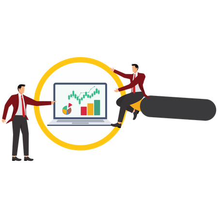 Businessman analysing business data  Illustration