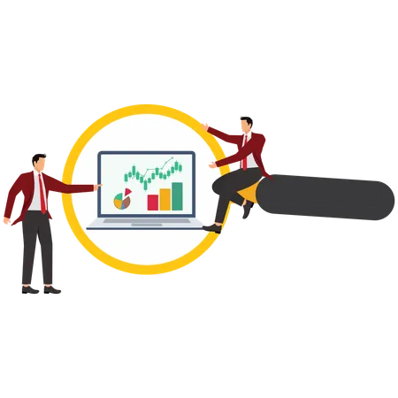 Businessman analysing business data  Illustration