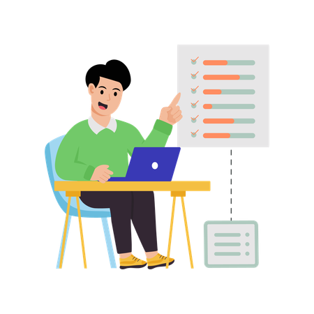 Businessman analysing business data  Illustration